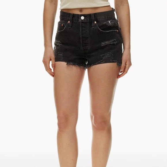 Levi’s Distressed Jean Shorts in Black - Picture 2 of 7